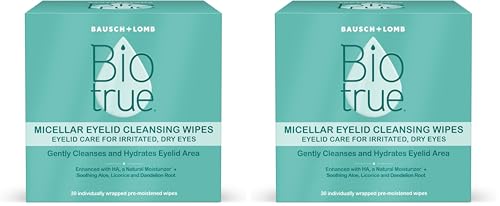 Micellar Eyelid Cleansing Wipes 30 Count Pack of 2 - Fragrance-Free Hydrating Eye Care