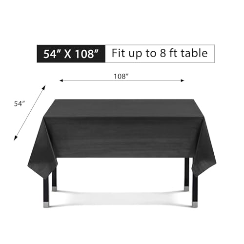 Eleclassi 3 Pack Disposable Black Plastic Tablecloths 54 x 108 in for Rectangular Tables - Halloween Party Decor