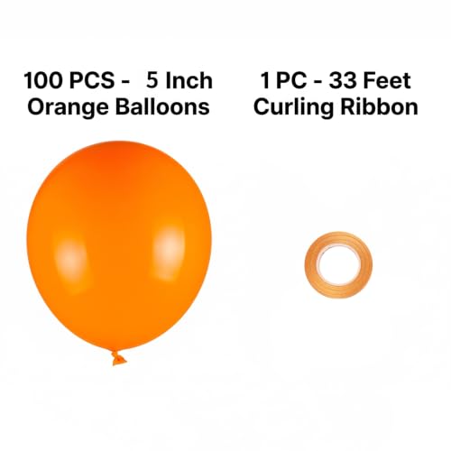 Mini Matte Orange Balloons - 100pcs 5 Inch Latex Party Decor - Orange
