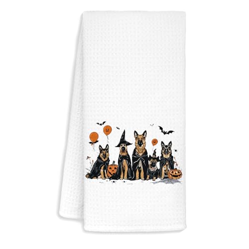 Halloween Ghost German Shepherd Kitchen Towels - Pumpkin Decor, 16x24 in