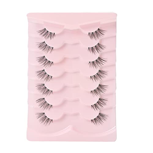 Half Lashes Natural Look False Eyelashes - Wispy Faux Mink Pack 7 Pairs C03 6-15MM