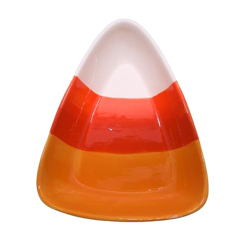 Large Candy Corn Dish - Harvest & Halloween Decor, Ceramic Candy Holder, 10 Inches