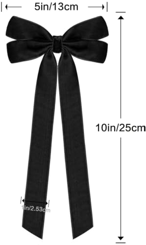 Black Velvet Bows for Christmas Tree Decorations - 12 Pack, Pre-Tied Holiday Ornaments