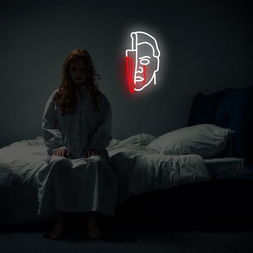White Horror Movie Neon Sign - Dimmable Wall Decor for Halloween & Parties