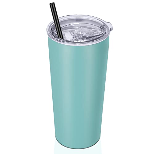 20oz Stainless Steel Vacuum Insulated Tumbler with Lid & Straw - River Green - Bulk 1 Pack