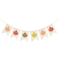 Beige Glitter Maple Leaf Banner - Fall Burlap Garland for Thanksgiving & Harvest