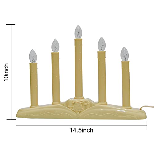 Clear 5 Light Electric Window Candle Lamp - Christmas Holiday Decor - Ivory Base