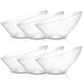 Clear Plastic Serving Bowls 54oz, 12 Pack - Angled Disposable Snack & Salad Bowls