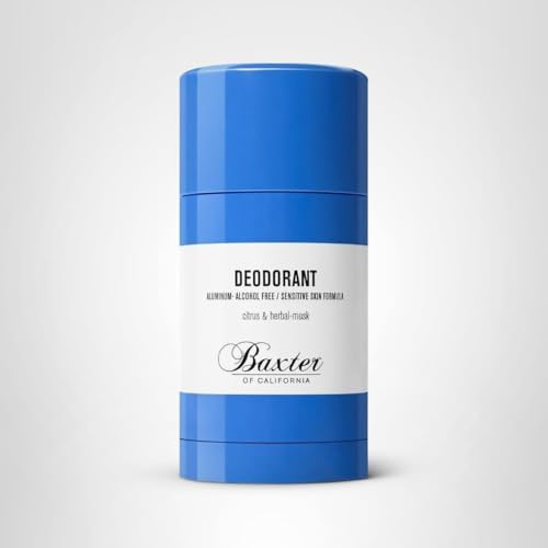 Baxter of California Aluminum and Alcohol Free Deodorant, Protects from Deodorant Stains, Detoxifies and Conditions Sensitive Skin, Clear Stick, Citrus and Herbal-Musk Essence