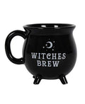 Witches Brew Cauldron Mug - Black Ceramic Gothic Coffee & Tea Cup for Halloween