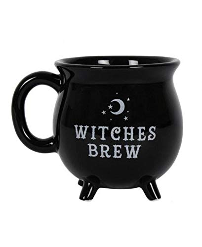Witches Brew Cauldron Mug - Black Ceramic Gothic Coffee & Tea Cup for Halloween