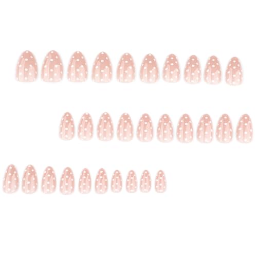 Press on Nails Short Almond Polka Dot Style-6 Medium - Cute DIY Manicure