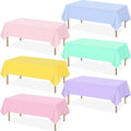 Pastel Plastic Tablecloths 6-Pack 54x108 Inch Waterproof Disposable Party Covers - 6 Colors