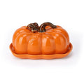 Orange Pumpkin-Shaped Ceramic Butter Dish with Lid - Fall Kitchen Decor