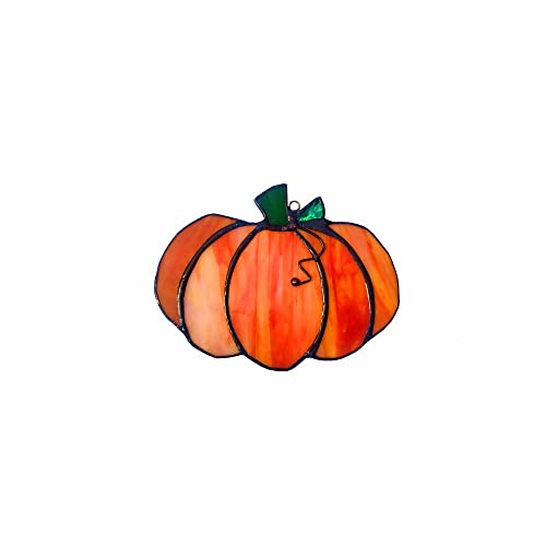 Fall Pumpkin Stained Glass Window Hangings Sun Catcher - Halloween & Autumn Decor - Variation A