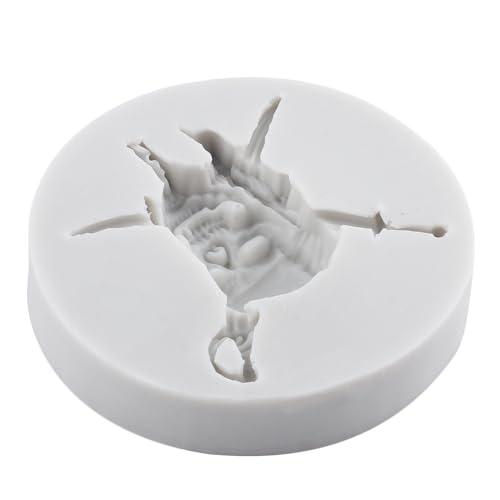 Pirate Skull & Sword Silicone Fondant Mold - Halloween Cake Decorating, Style D
