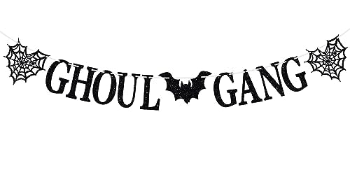 Halloween Banner - Ghoul Gang Horror Party Decorations, Reusable Glitter Sign
