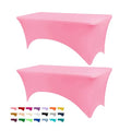 6ft Stretch Spandex Fitted Table Cloth for 6 Foot Tables - Hot Pink 72x30 Inches 2 Pack