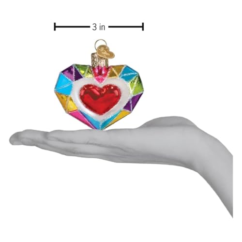 Faceted Glass Heart Ornament - Handcrafted Holiday Christmas Tree Decoration