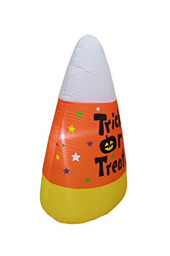Halloween Inflatable Candy Corn Yard Decor - 4 Ft Tall with LED Lights, Self-Inflates