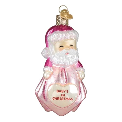 Baby Girl First Christmas Santa Lovey Glass Ornament - Handcrafted Holiday Keepsake