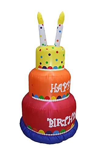 Birthday Party Decorations Bundle with Inflatable Cake & Cupcake Lights - Indoor Outdoor