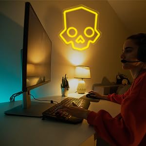 Yellow Hero Diver Skull Neon Sign for Game Room and Man Cave Decor 11x12in