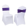 Purple Chair Sashes with Bows - Sequin Wedding Cover Decorations 50PCS - Variation of Purple / 50PCS