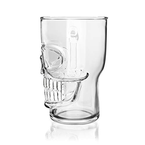 Skull Beer Mug Glass with Handle - 23.7 oz Gothic Drinking Glass