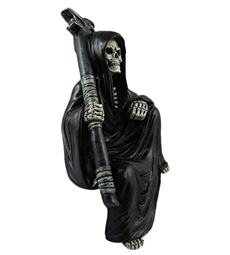 Grim Reaper Book Shelf Figurine - Skull Gothic Home & Office Decor
