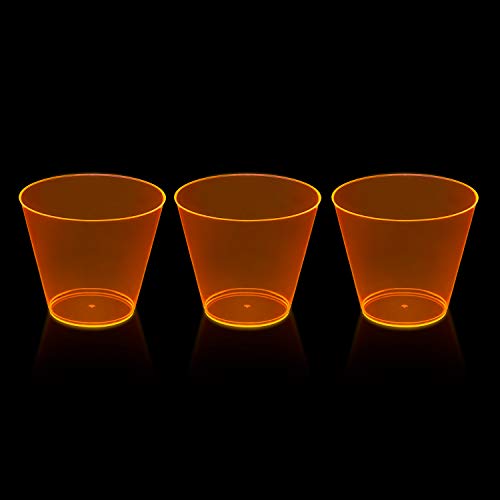 Party Essentials Neon Orange Plastic 9-Ounce Tumblers - 25 Pack, Reusable & Disposable