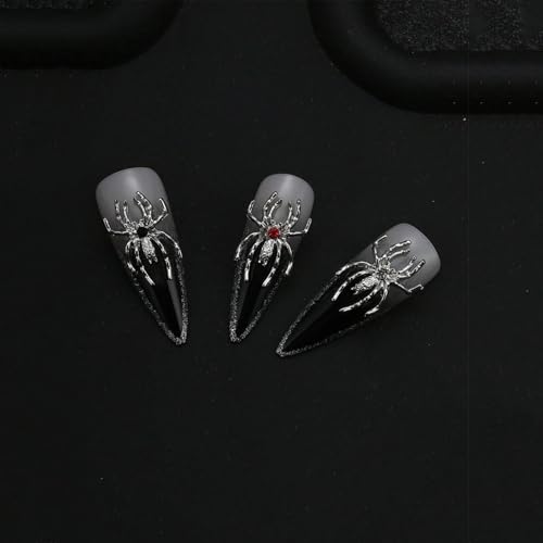 15pcs Silver Rhinestone Spider Nail Charms Halloween Nail Art Decorations
