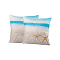 Beach Starfish Pillow Covers 18x18 Inch Ocean Theme Linen Cushion Cases - Colorful-Starfish Shape