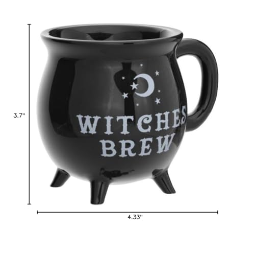 Witches Brew Cauldron Stoneware Mug - 13.5 Ounce Black Halloween Coffee Cup