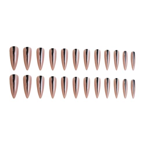 Long Black Stiletto Press-On Nails with Design - 24 Pack Variation of 72FN0005-04