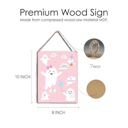 Pink Halloween Sign - October Variation, 8x10 Inches, Festive Wood Decor