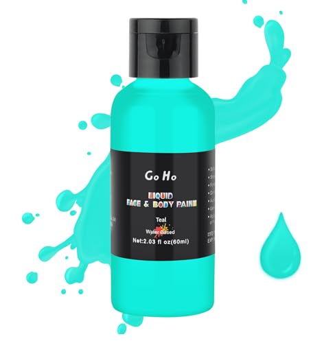 Teal Face & Body Paint for FX Makeup, Halloween, Cosplay - 2.1 oz - Water Based, Fast-Drying, Easy Wash