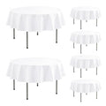 White Vinyl Round Tablecloth with Flannel Backing - 60 Inch, Enjoyidea