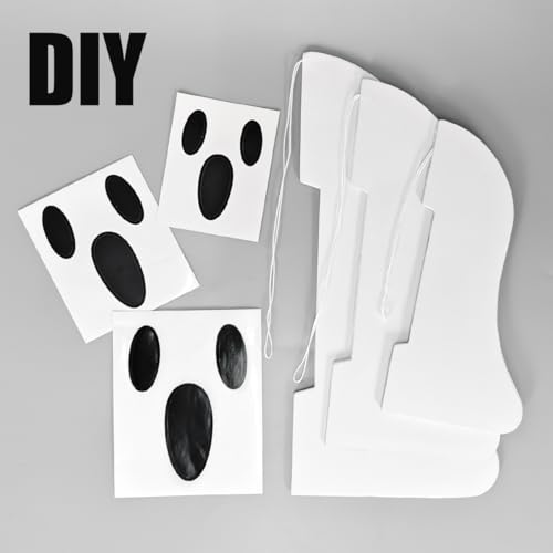 Halloween Ghost Honeycomb Decorations Set - 10 White Paper Spooky Hanging Ornaments