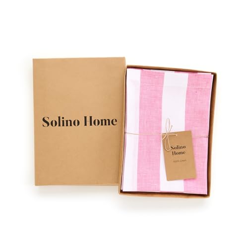 Pink & White Linen Placemats Set of 4 - 14 x 19 in Cabana Stripe - Variations of THIS listing