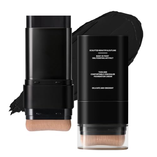Black Dual-Ended Face & Body Paint Stick with Brush - Full Coverage Makeup for Cosplay & Halloween - Variation #01 Black