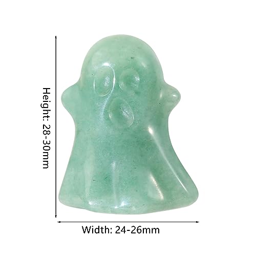Mini Green Aventurine Crystal Ghost Figurine Set for Halloween Decor - 2 Pieces