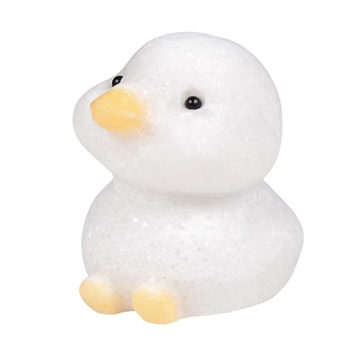 Justinstones Matte White Marble Duck Figurine - Natural Gemstone Home Decor Gift