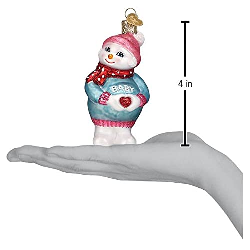 Expectant Snowlady Glass Christmas Ornament - Handcrafted Holiday Tree Decor