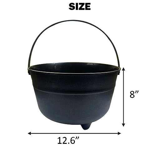 Large Halloween Black Cauldron Plastic Trick or Treat Bucket - 12.6 Inch