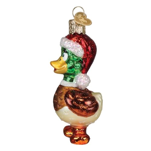 Silly Santa Duck Glass Christmas Ornament Handcrafted Holiday Decor