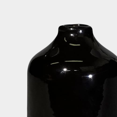 Black Ceramic Vase - 5 Inch Modern Home Decor Centerpiece