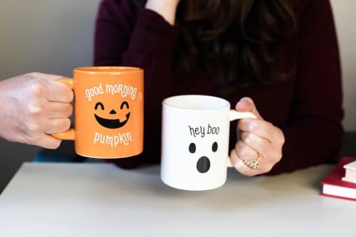 Halloween Coffee Mug Set of 2 - 13 Ounces Pumpkin & Ghost Mugs - Festive Fall Drinkware