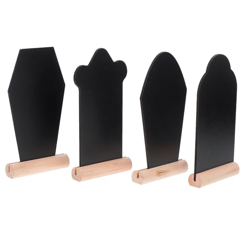 Mini Chalkboard Signs Tombstone Shape Set for Halloween Party Decorations - 4 Pieces