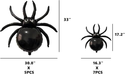 Halloween Spider Balloons Set - 33in & 17.2in Foil Spiders for Party Decor